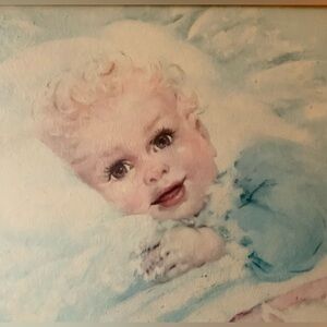 Vintage Blue Infant Portrait Art Print by Florence Kroger